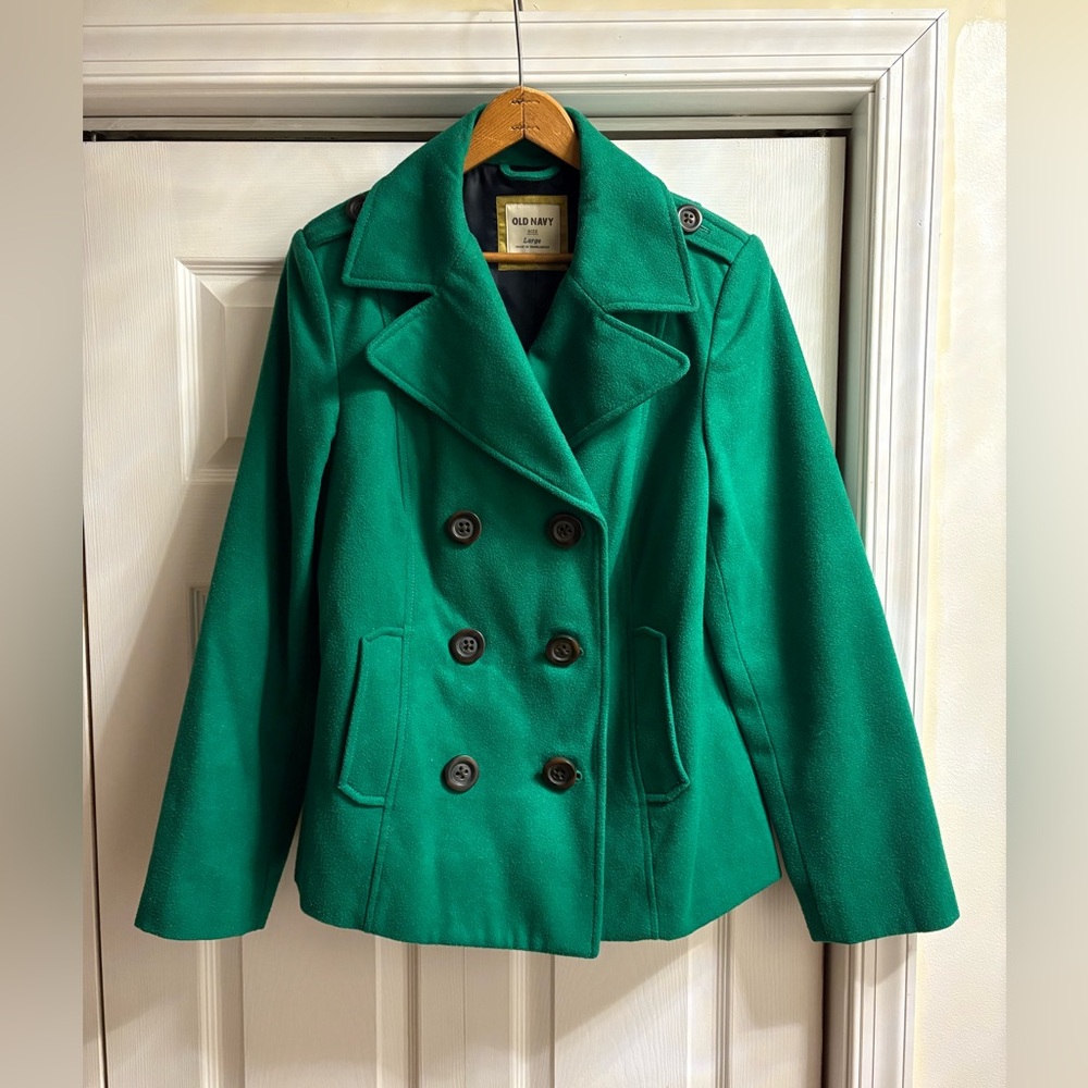 Old Navy Women's kelly green wool Peacoat, size large